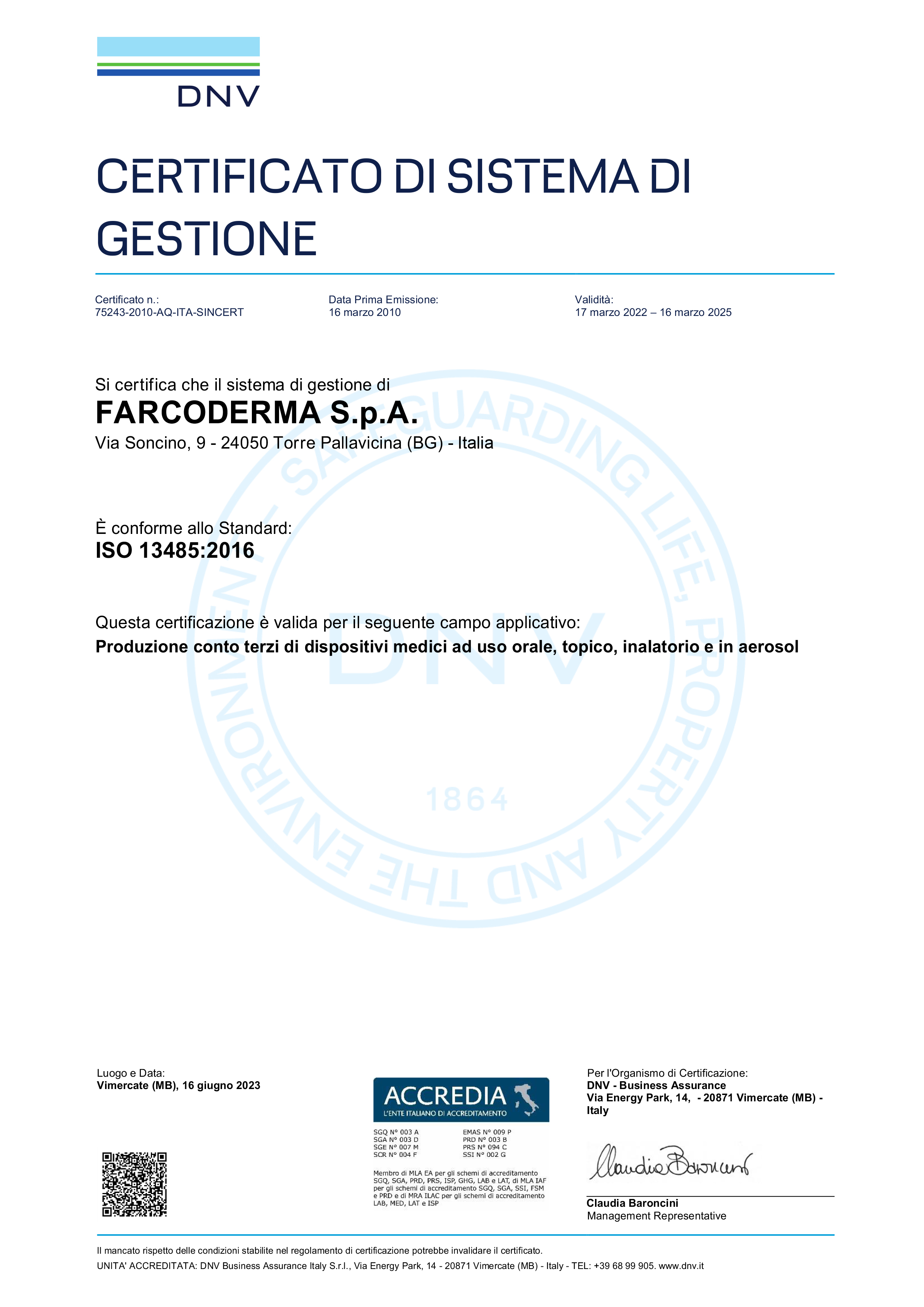 Certificazione UNI EN ISO 13485